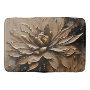 Black Gold Beige Brown Abstract  Bath Mat