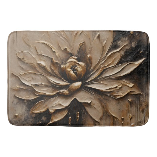 Black Gold Beige Brown Abstract  Bath Mat (Front)