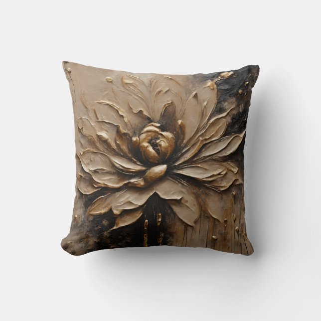 Black Gold Beige Brown Abstract  Cushion (Front)