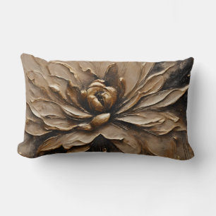 Black Gold Beige Brown Abstract Lumbar Cushion