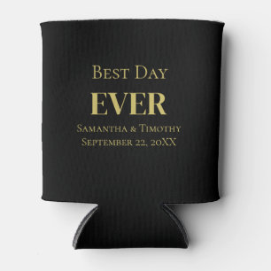 Black Gold Best Day Ever Wedding Favours  Can Cooler