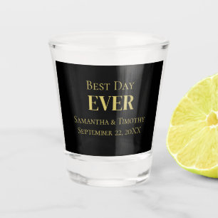 Black Gold Best Day Ever Wedding Favours Shot Glass