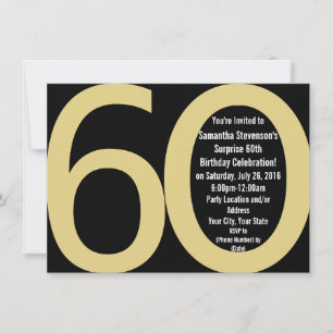 Black/Gold Big 6-0 Party Invitations