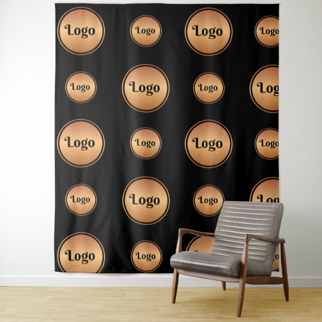 Black Gold Big Small Round Logo Step and Repeat Tapestry (In Situ)