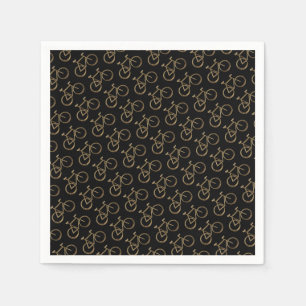Black Gold Bike Pattern Bicycle Cycling Cyclist Napkin