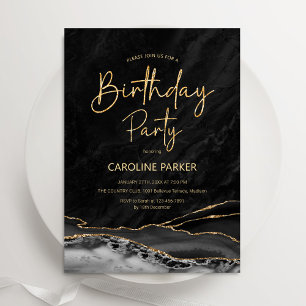 Black Gold Birthday Any Age Invitation