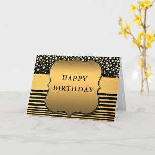 Black Gold Birthday Card Glitter