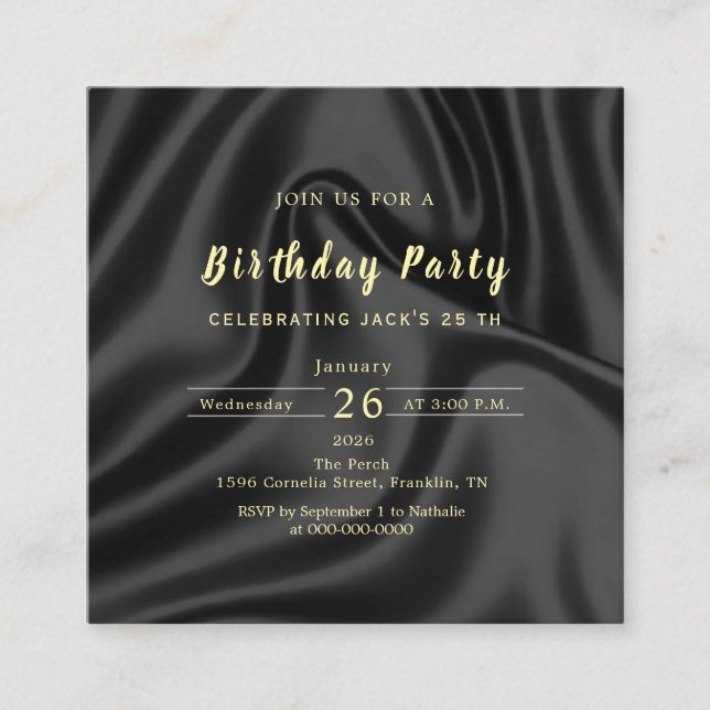 Black & Gold Birthday Invitation (Front)