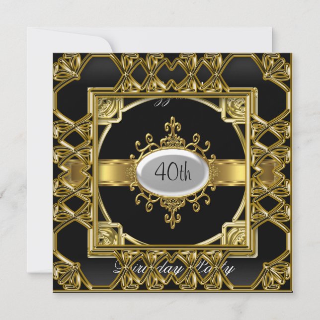 Black Gold  Birthday Party Invitation Black Gold (Front)
