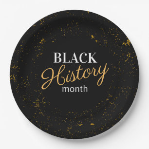 Black & Gold Black History Month Paper Plate