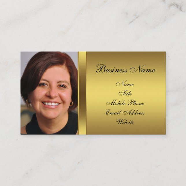 Black Gold Black Photo Business Card (Front)
