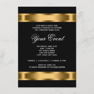 Black Gold Black Tie Corporate Party Invitation