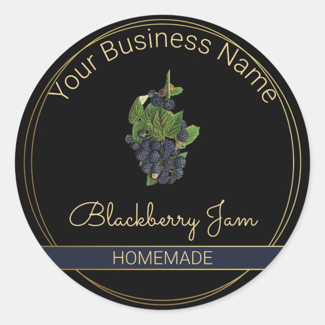 Black & Gold Blackberry Jam Product Label (Front)