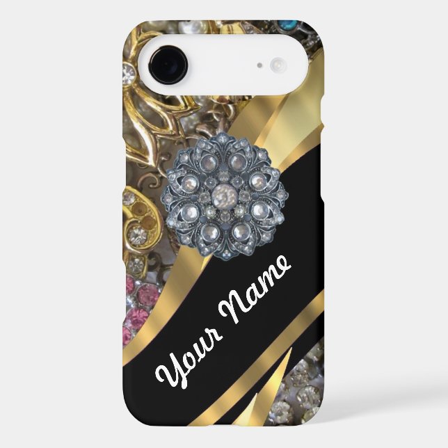 Black & gold bling Case-Mate iPhone case (Back)
