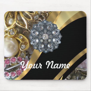 Black & gold bling mouse mat
