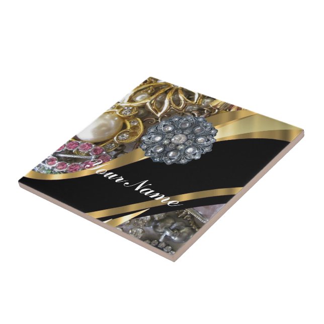 Black & gold bling tile (Side)