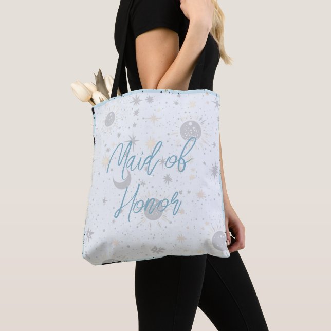 Black Gold Blue Celestial Maid of Honour Tote Bag (Close Up)