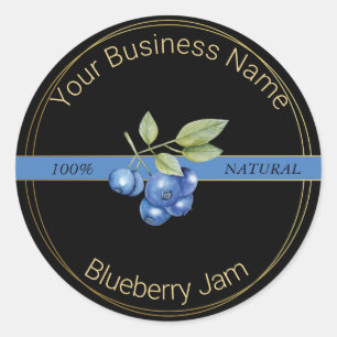 Black & Gold Blueberry Jam Product Label