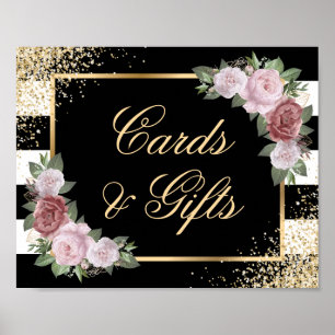 Black Gold Blush Pink Wedding Cards and Gifts Sign