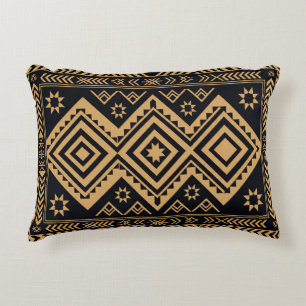 Black Gold Boho Abstract Surface Pattern Decorative Cushion