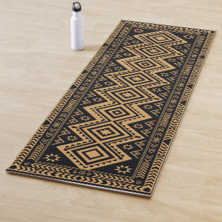 Black Gold Boho Abstract Surface Pattern Yoga Mat