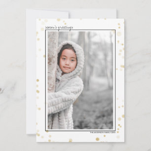 Black & Gold Bokeh Stars Season's Greetings Photo Holiday Card