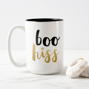 Black & Gold Boo Hiss Typography Coffee Mug