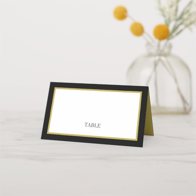 Black Gold Border Table Place Card (Front)