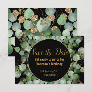 BLACK GOLD BOTANICAL 2 SAVE THE DATE CIRCULAR ANNOUNCEMENT