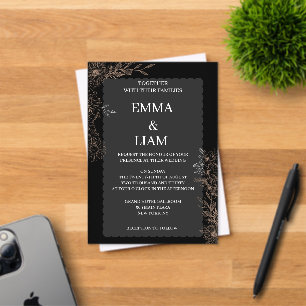 Black Gold Botanical Floral Acrylic Wedding Invitations
