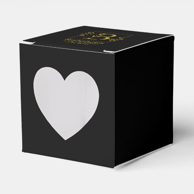 Black & Gold Botanical Letter B Personalised  Favour Box (Front Side)