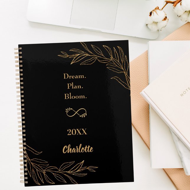 Black gold botanical motivational quote 2026 planner (Creator Uploaded)