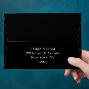 Black Gold Botanical Wedding Invitation Envelope
