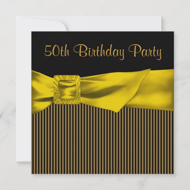 Black Gold Bow Womans 50th Birthday Party Invitation (Front)