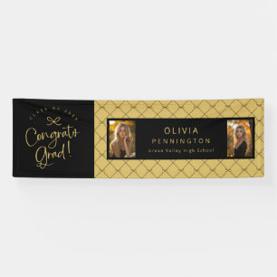 Black Gold Bows 2 Photo Congrats Grad Party Banner