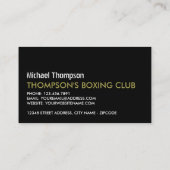 Black & Gold Boxing Gloves, Boxer, Boxing Trainer Business Card (Back)