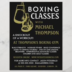 Black & Gold Boxing Gloves, Boxing Class Advert Flyer