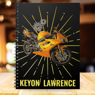 Black & Gold Boy Motorbike Motorcycle Bike Custom  Notebook