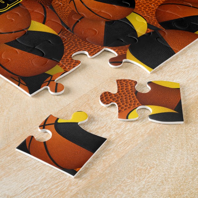 black gold boys girls basketball team colours jigsaw puzzle (Side)