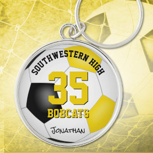black gold boys girls name jersey number soccer key ring