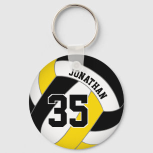 black gold boys' jersey number volleyball key ring