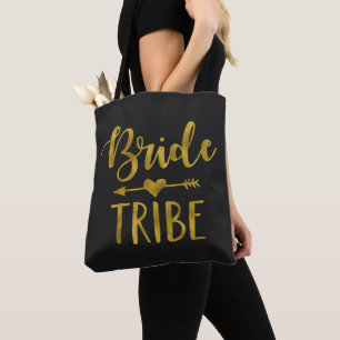 Black Gold Bride Tribe Bachelorette Party Favour Tote Bag