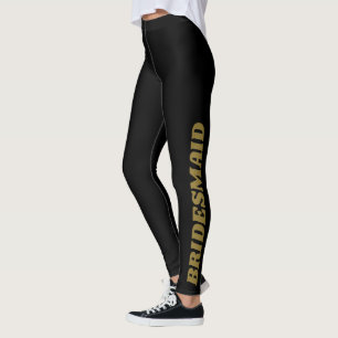 Black Gold Bridesmaid Bold Custom Wedding Party Leggings