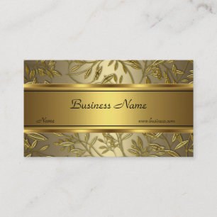 Black Gold Bronze Floral Elegant Business Card