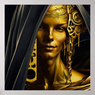 Black gold bronze women statue fantasy 7 poster
