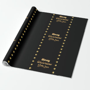 Black Gold Brown Elegant Merry Christmas Wrapping Paper