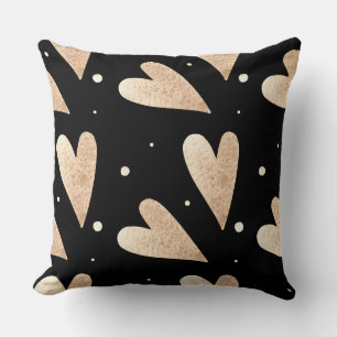 Black Gold/ Brown Watercolor Heart Pillow