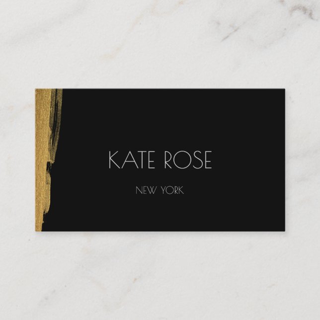 Black Gold Brushes Abstract Glam Contemporary Business Card (Front)