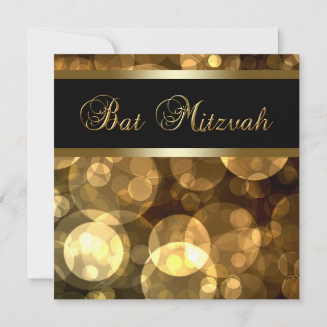Black Gold Bubbles Bat Mitzvah Invitation (Front)