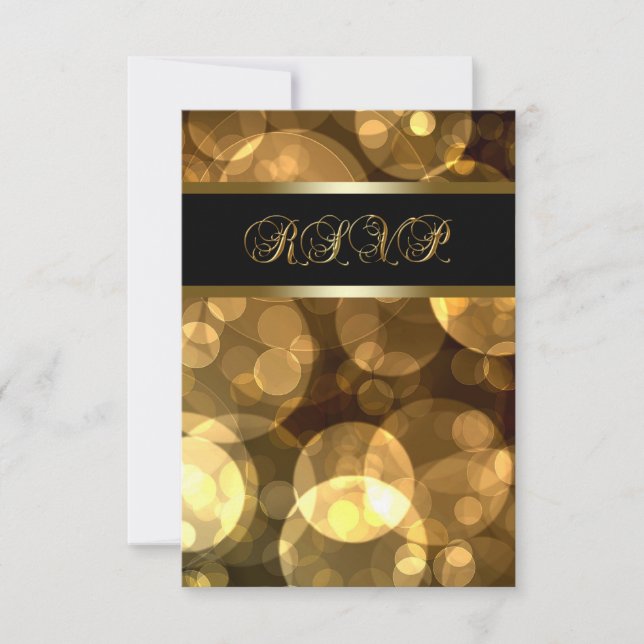 Black Gold Bubbles RSVP Card (Front)